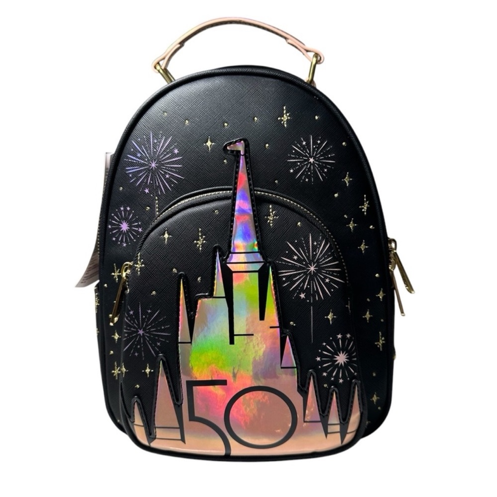 Loungefly Disney Parks Black 50th Anniversary Castle Mini Backpack